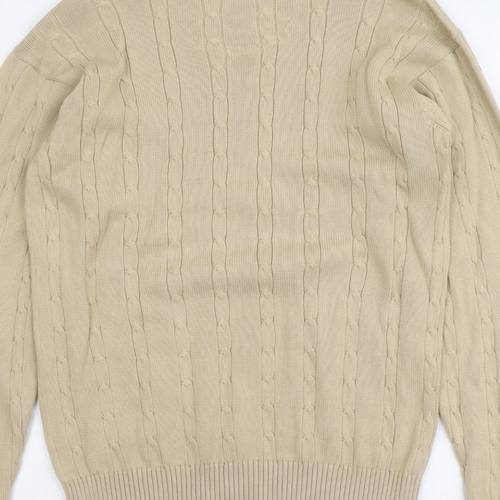 Tom Hanson Mens Beige Round Neck Cotton Pullover Jumper Size M Long Sleeve