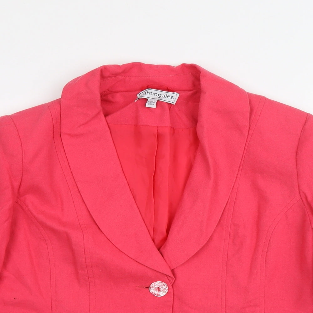 Nightingales Womens Pink Cotton Jacket Blazer Size 16