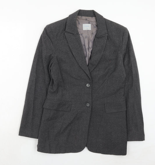 Oasis Womens Grey Wool Jacket Suit Jacket Size 12