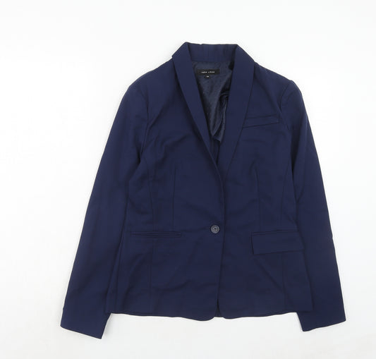 New Look Womens Blue Cotton Jacket Blazer Size 10
