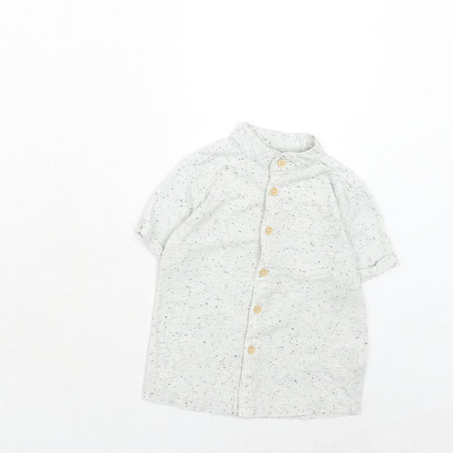 NEXT Boys Grey Polyester Basic Button-Up Size 2 Years Mock Neck Button