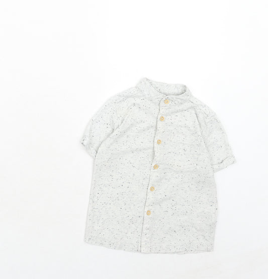 NEXT Boys Grey Polyester Basic Button-Up Size 2 Years Mock Neck Button