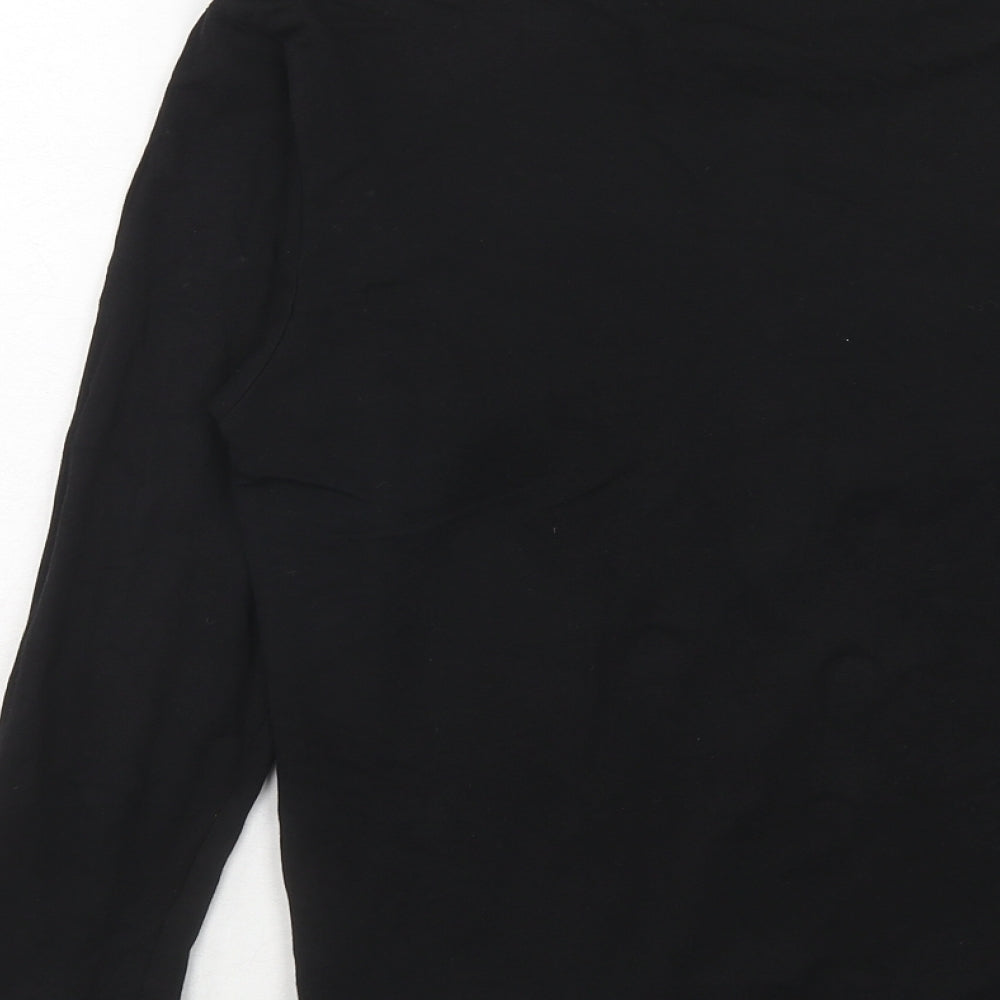 H&M Womens Black Cotton Pullover Sweatshirt Size XS Pullover - Christmas Mistletoe