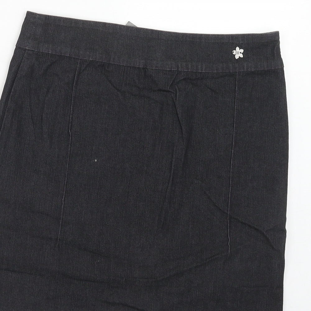 Peter Werth Womens Black Cotton Mini Skirt Size 10 Button