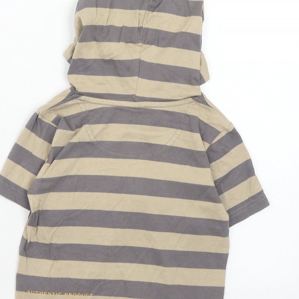 Debenhams Boys Brown Striped Cotton Pullover Hoodie Size 4-5 Years Pullover