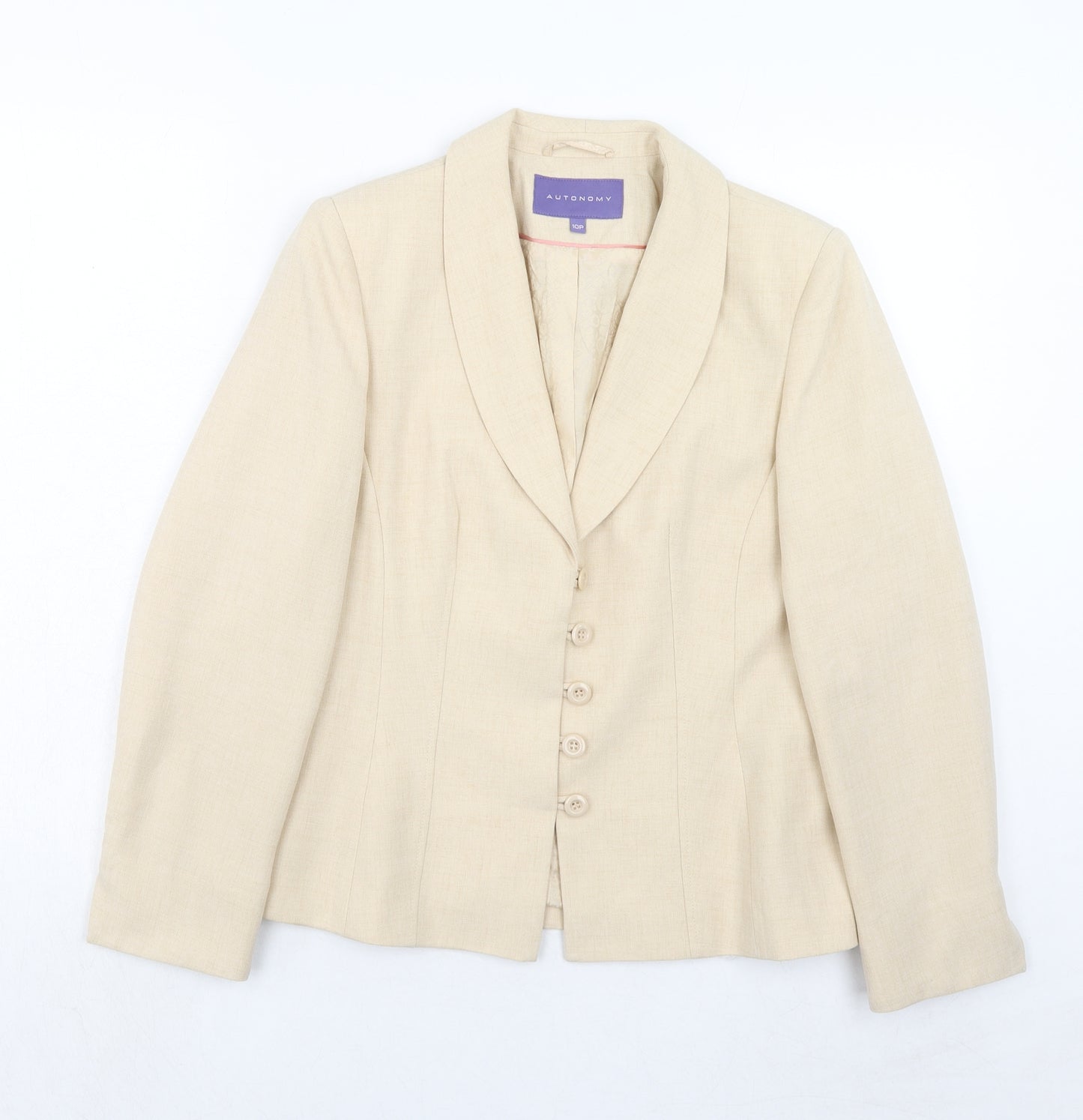 Autonomy Womens Beige Polyester Jacket Blazer Size 10