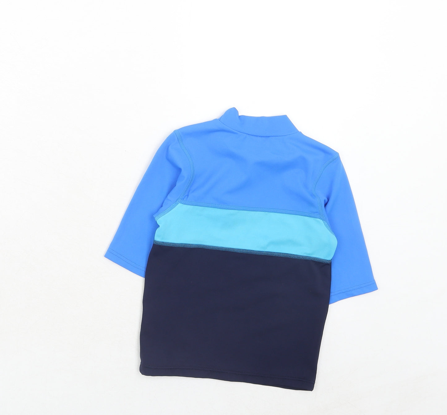 Ladybird Boys Blue Striped Nylon Pullover T-Shirt Size 5-6 Years Mock Neck Pullover - Swim Top