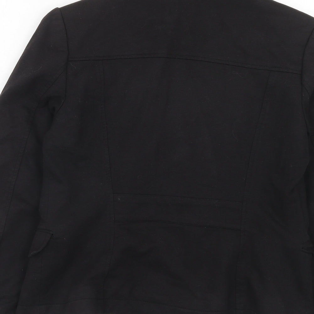 H&M Womens Black Cotton Jacket Blazer Size 12