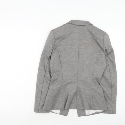 H&M Womens Grey Geometric Polyester Jacket Blazer Size 8