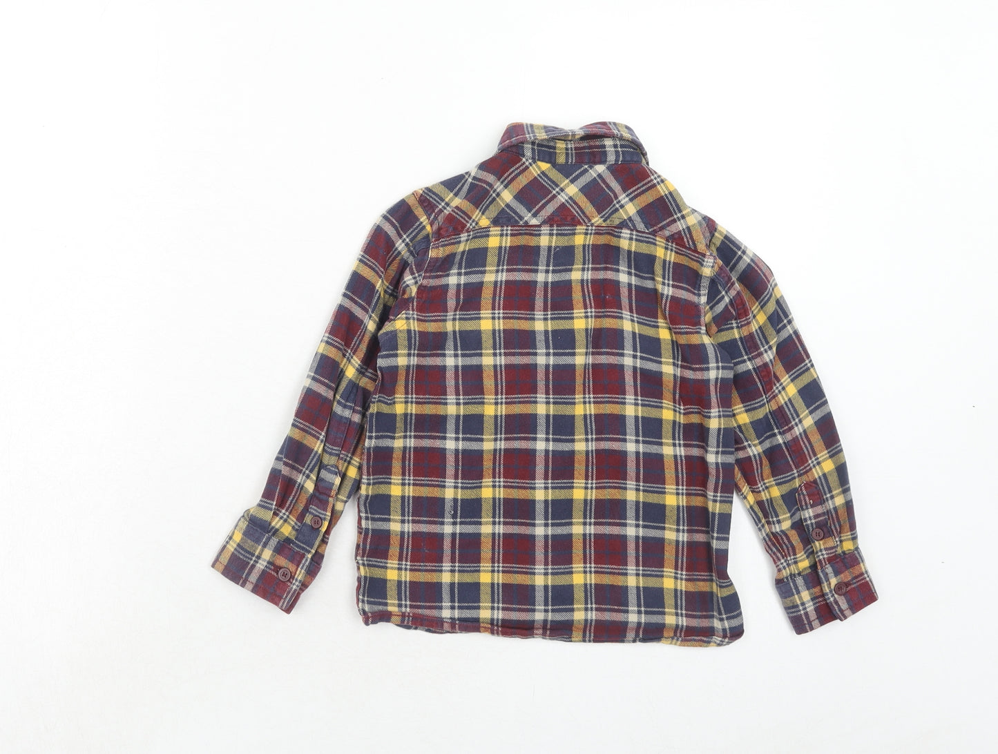 Mini Club Boys Multicoloured Plaid Cotton Basic Button-Up Size 5-6 Years Collared Button