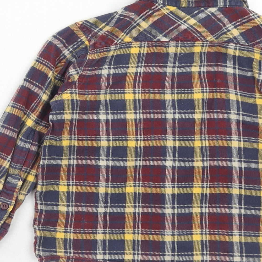 Mini Club Boys Multicoloured Plaid Cotton Basic Button-Up Size 5-6 Years Collared Button