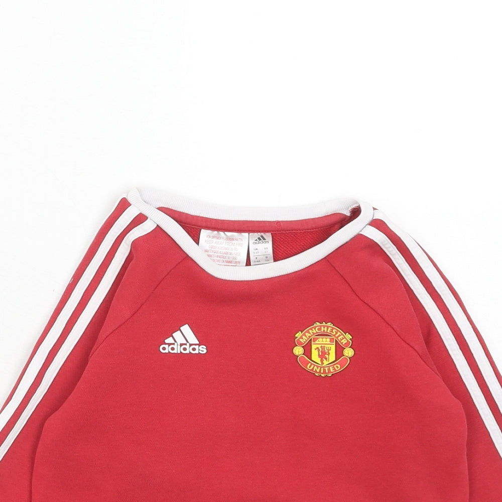 adidas Boys Red Cotton Pullover Sweatshirt Size 3-4 Years Pullover
