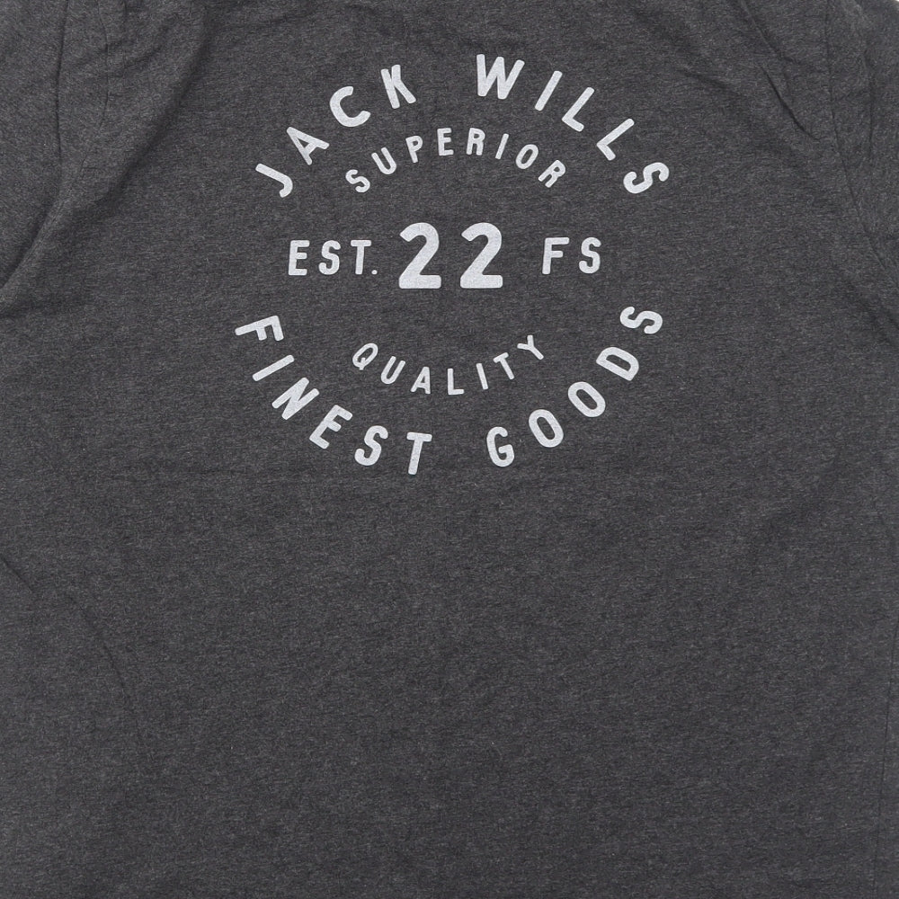 Jack Wills Mens Grey Cotton T-Shirt Size M Crew Neck