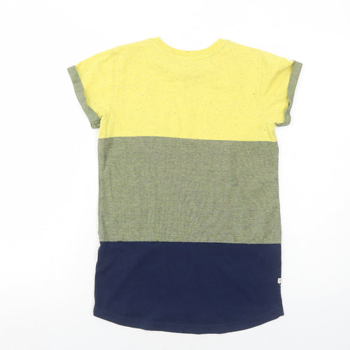 NEXT Boys Yellow Colourblock Cotton Pullover T-Shirt Size 11 Years Crew Neck Pullover