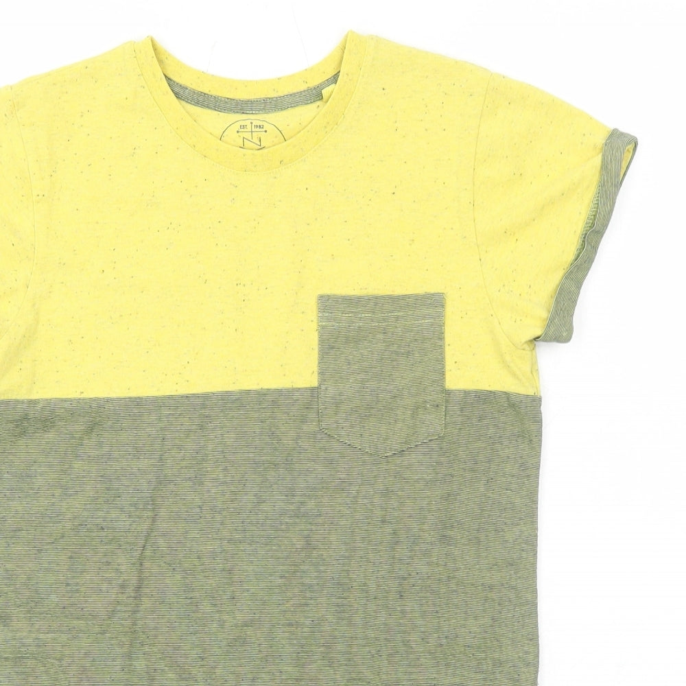 NEXT Boys Yellow Colourblock Cotton Pullover T-Shirt Size 11 Years Crew Neck Pullover