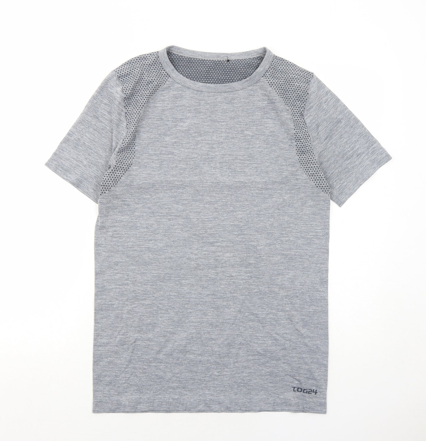 TOG24 Mens Grey Nylon Basic T-Shirt Size S Round Neck Pullover