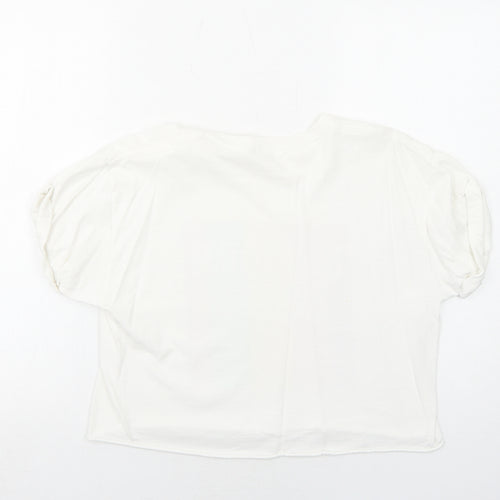 River Island Girls White Cotton Basic T-Shirt Size 11-12 Years Crew Neck Pullover - Unicorn Squad
