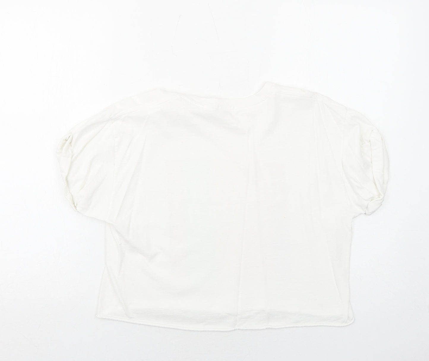 River Island Girls White Cotton Basic T-Shirt Size 11-12 Years Crew Neck Pullover - Unicorn Squad