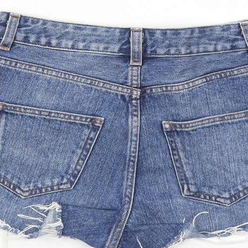 ASOS Womens Blue Cotton Cut-Off Shorts Size 6 Regular Button