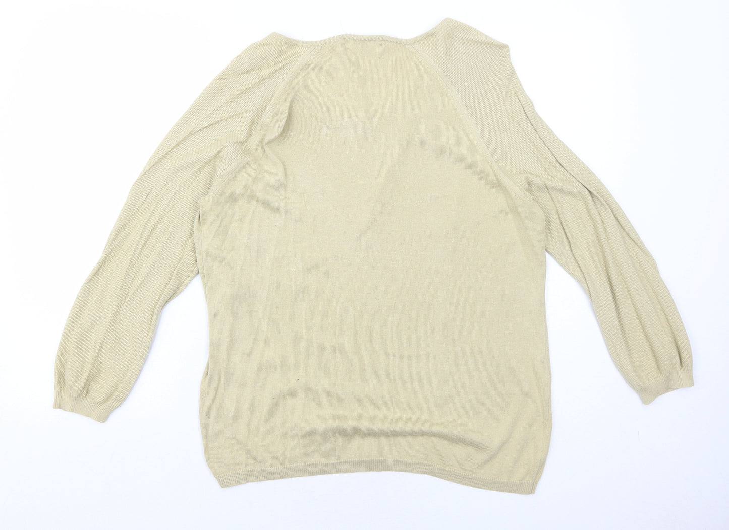 Cable & Gauge Womens Beige V-Neck Cotton Pullover Jumper Size XL
