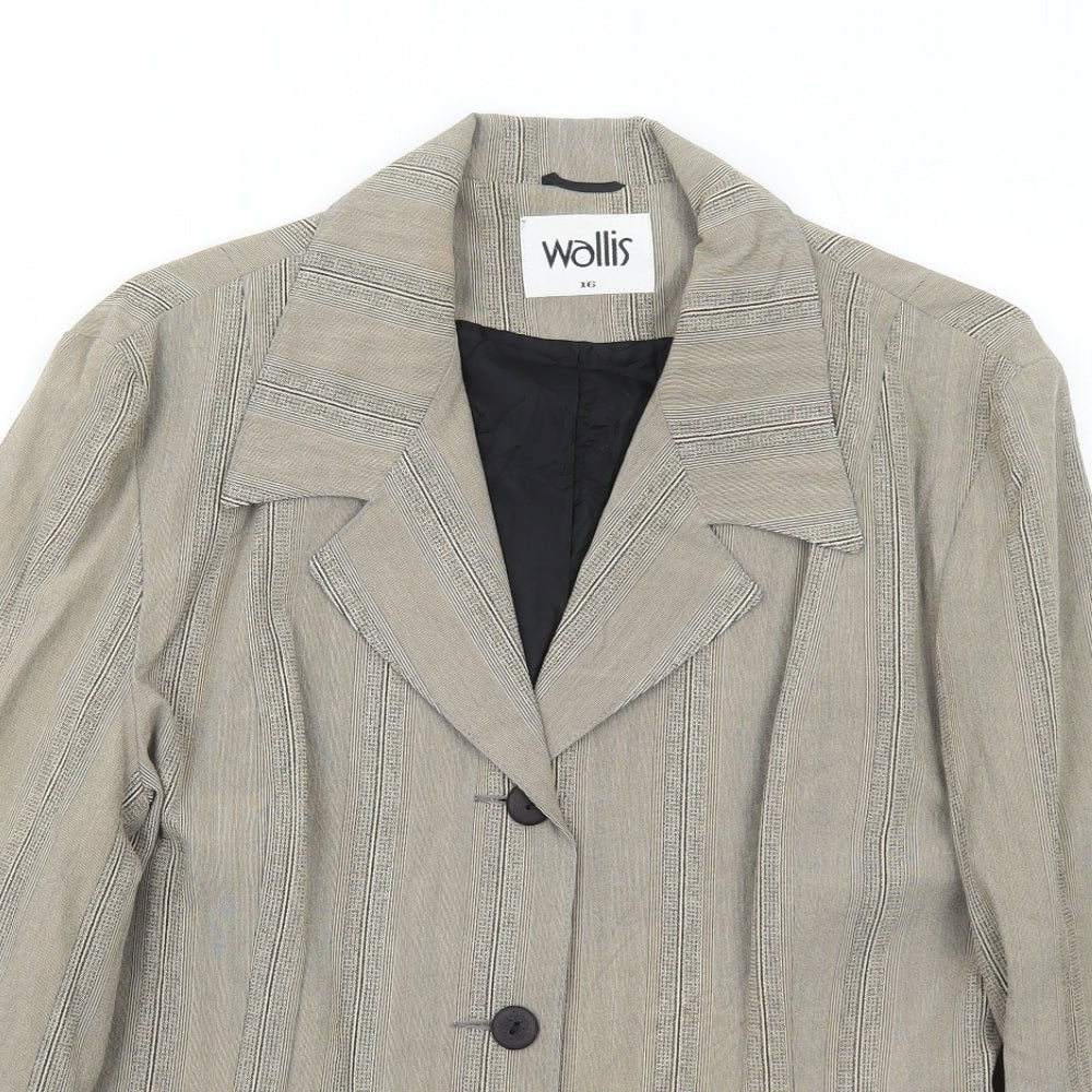 Wallis Womens Beige Geometric Viscose Jacket Suit Jacket Size 16