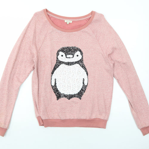 River Island Womens Pink Cotton Pullover Sweatshirt Size 8 Pullover - Penguin