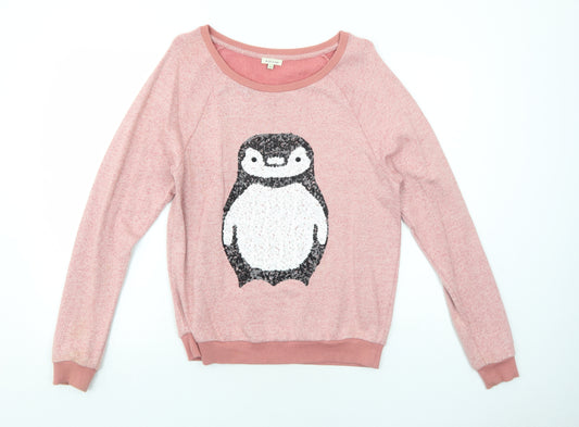 River Island Womens Pink Cotton Pullover Sweatshirt Size 8 Pullover - Penguin