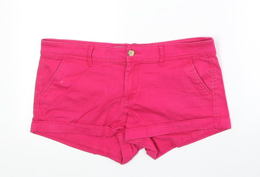Abercrombie & Fitch Womens Pink Cotton Hot Pants Shorts Size 10 Regular Zip