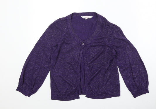 Butterfly Girls Purple Round Neck Viscose Cardigan Jumper Size 15 Years Button