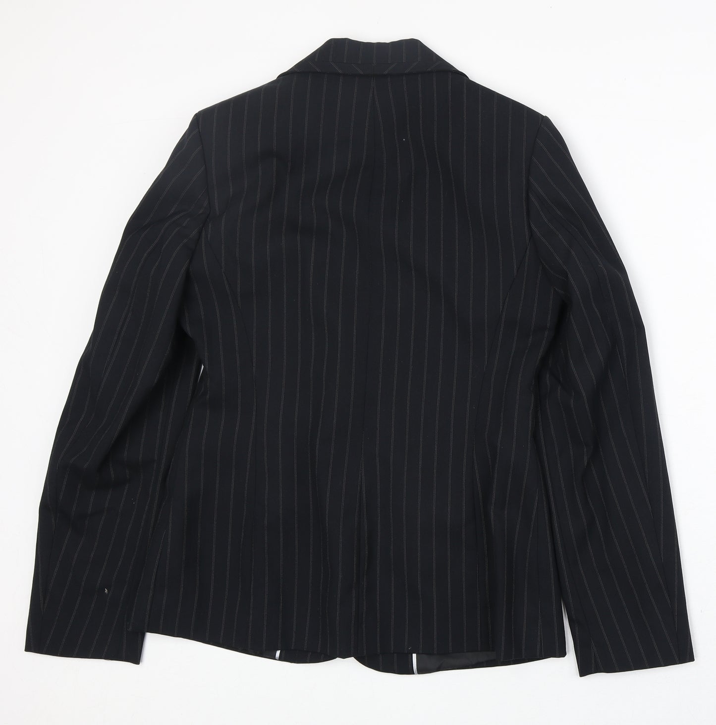 Debenhams Womens Black Striped Polyester Jacket Suit Jacket Size 10