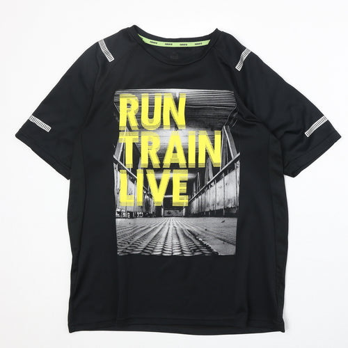 Admiral Mens Black Polyester T-Shirt Size L Round Neck - Run Train Live
