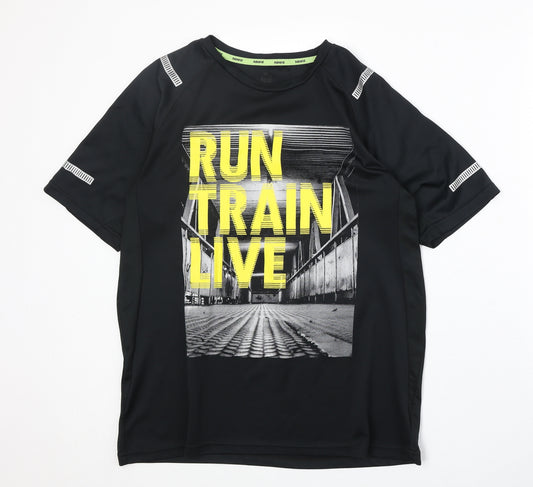 Admiral Mens Black Polyester T-Shirt Size L Round Neck - Run Train Live