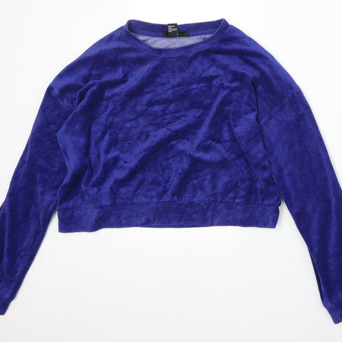 FOREVER 21 Womens Blue Polyester Pullover Sweatshirt Size S Pullover - Cropped