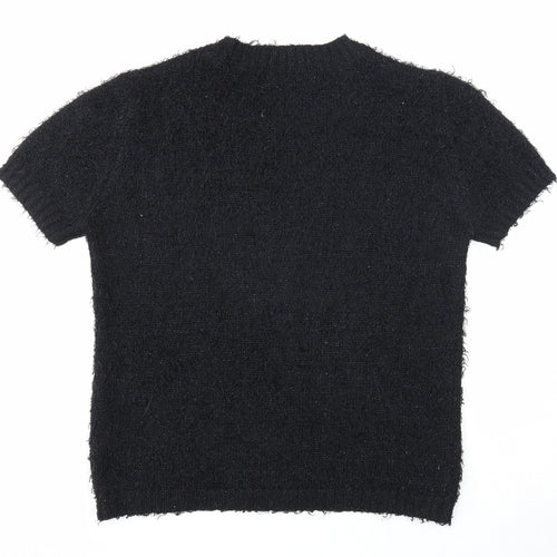 Marks and Spencer Girls Black Round Neck Polyester Pullover Jumper Size 13-14 Years Pullover