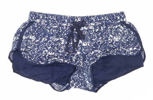 Gap Womens Blue Paisley Linen Bermuda Shorts Size L Regular Drawstring