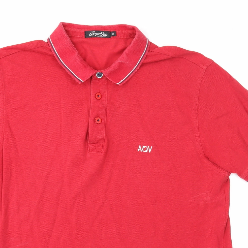Acquaviva Mens Red Cotton Polo Size XL Collared Button