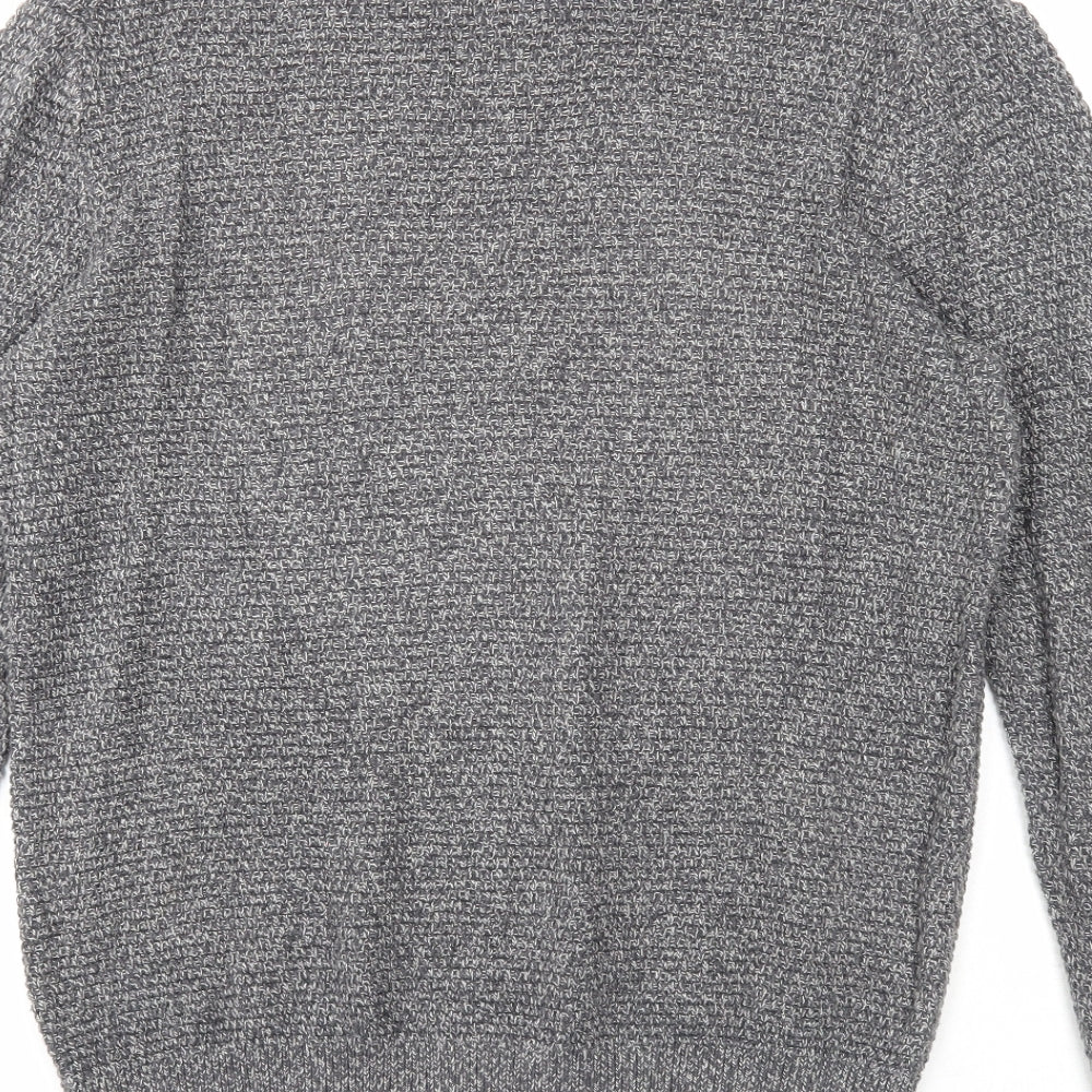 Celio Mens Grey Round Neck Acrylic Pullover Jumper Size L Long Sleeve