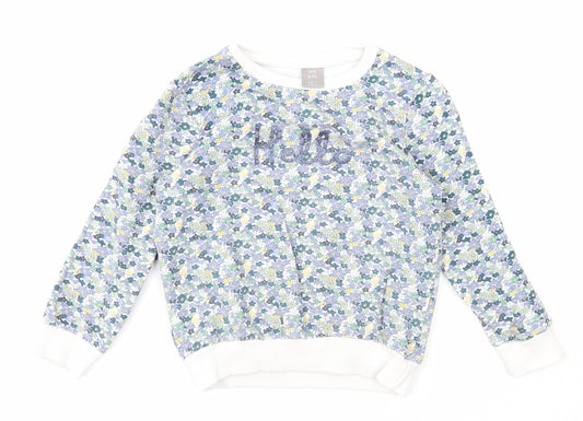 Little kids Girls Multicoloured Floral Cotton Pullover Sweatshirt Size 5-6 Years Pullover - Hello