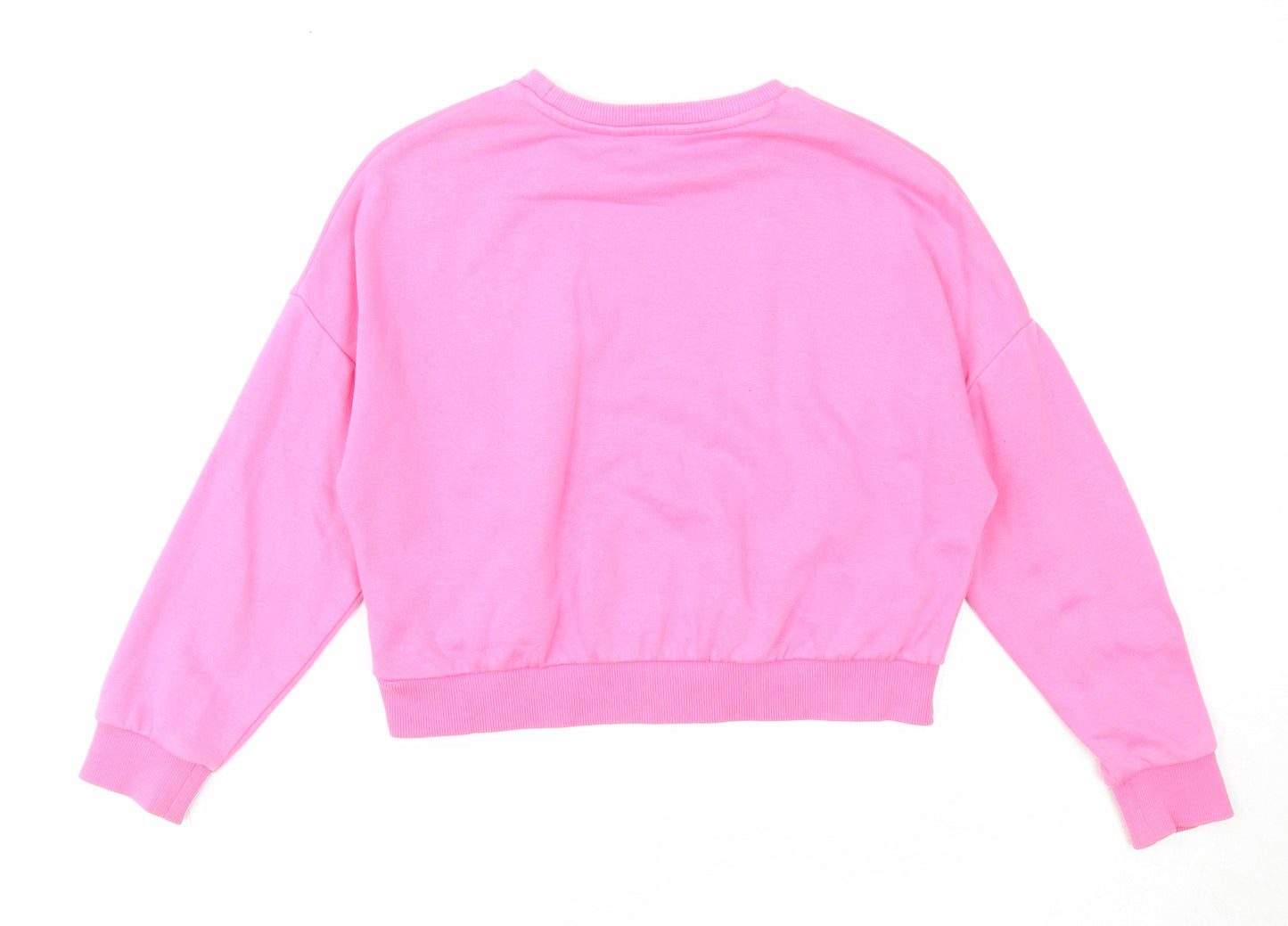 Marks and Spencer Girls Pink Cotton Pullover Sweatshirt Size 9-10 Years Pullover - Fearless
