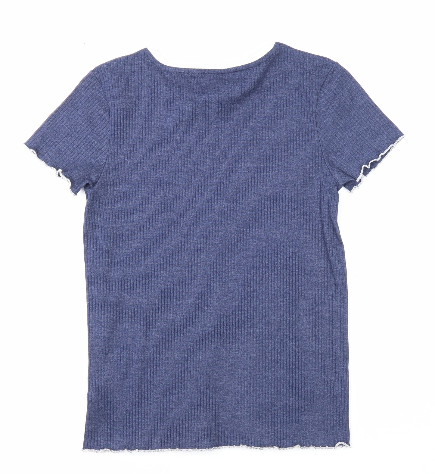 Marks and Spencer Girls Blue Polyester Basic T-Shirt Size 12-13 Years Round Neck Pullover - Brooklyn
