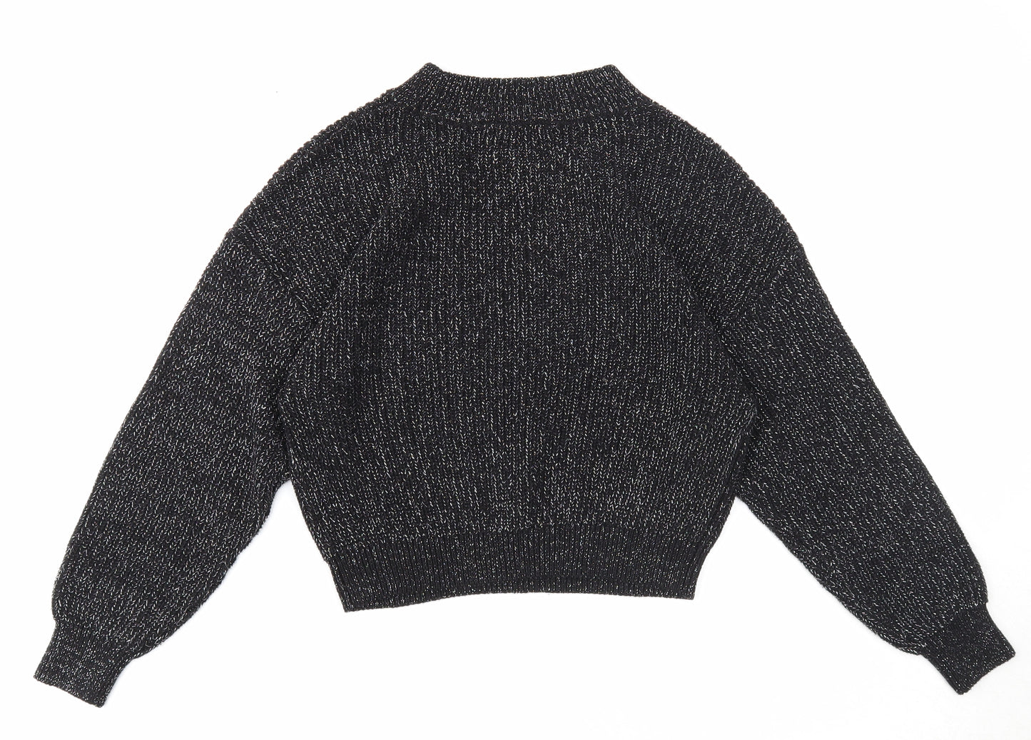 H&M Girls Black Mock Neck Cotton Pullover Jumper Size 10 Years Pullover