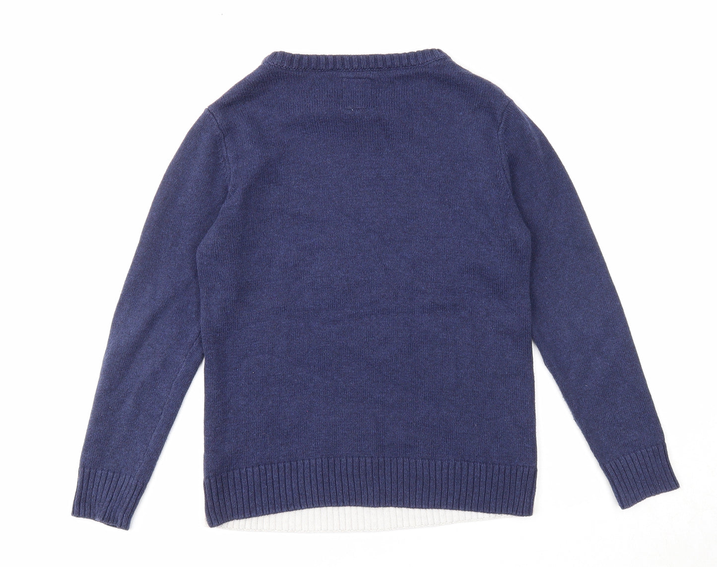 NEXT Boys Blue Round Neck Cotton Pullover Jumper Size 10 Years Pullover - Christmas Reindeer