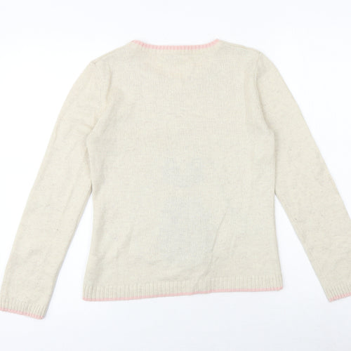John Lewis Girls Brown Round Neck Acrylic Pullover Jumper Size 10 Years Pullover - Penguim