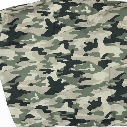 River Island Girls Green Camouflage Polyester Basic Button-Up Size 11-12 Years Collared Button