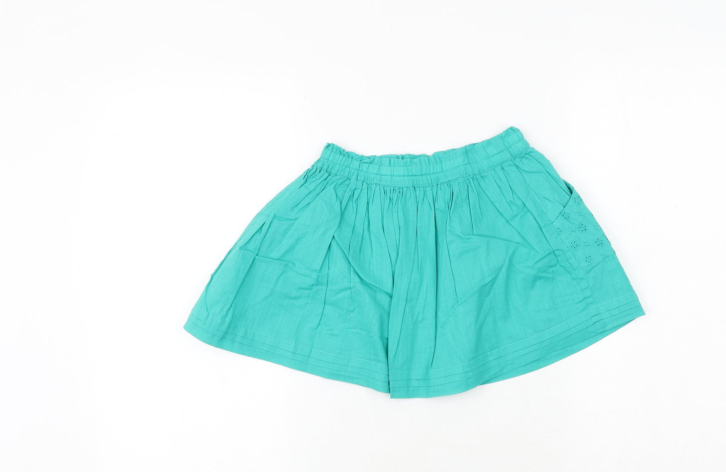 NEXT Girls Green 100% Cotton A-Line Skirt Size 4-5 Years Regular Pull On - Broderie Anglaise