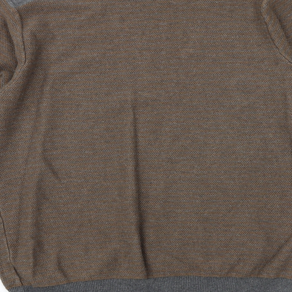 Marks and Spencer Mens Brown Round Neck Cotton Pullover Jumper Size M Long Sleeve