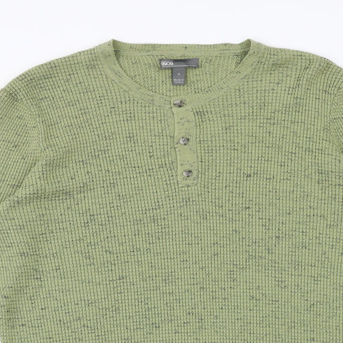 ASOS Mens Green Round Neck Acrylic Pullover Jumper Size M Long Sleeve