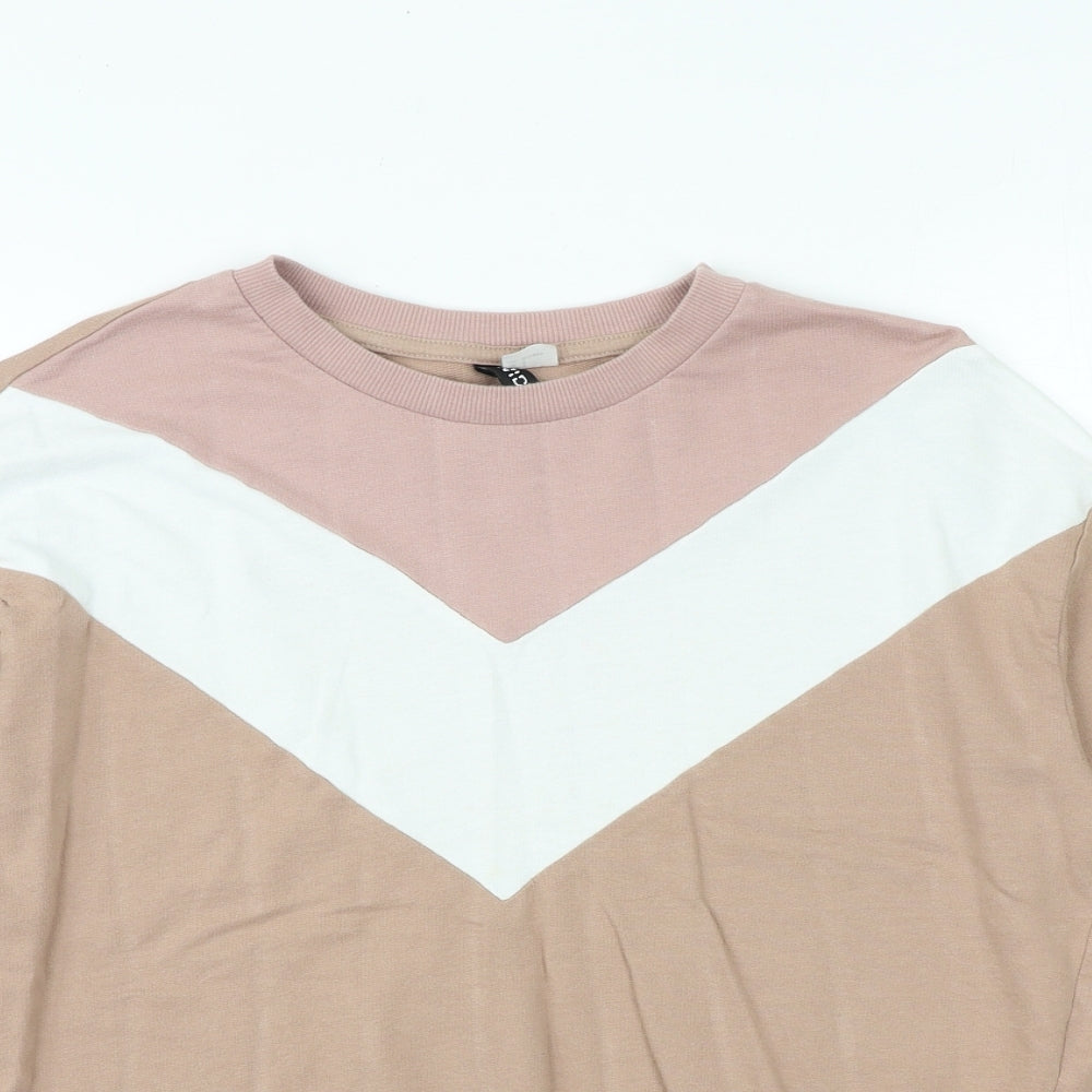 H&M Womens Pink Colourblock 100% Cotton Pullover Sweatshirt Size S Pullover