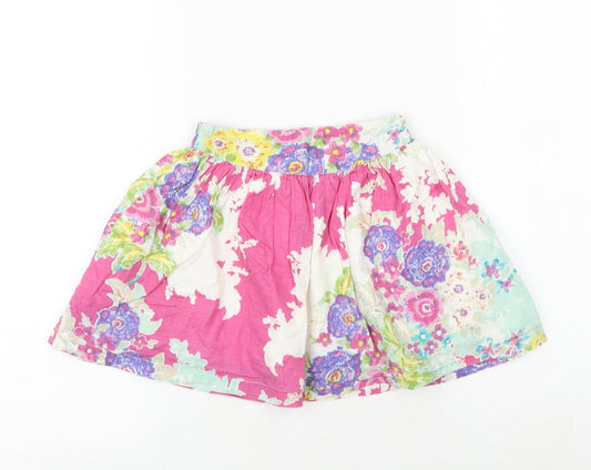 John Lewis Girls Multicoloured Floral 100% Cotton Skater Skirt Size 5 Years Regular Pull On