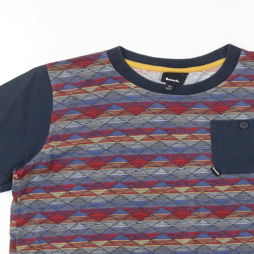 Bench Boys Multicoloured Geometric 100% Cotton Basic T-Shirt Size 11-12 Years Round Neck Pullover